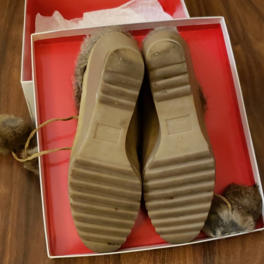Coach "Kataya" Suede Boots w/fur detail - Picture 6 of 8
